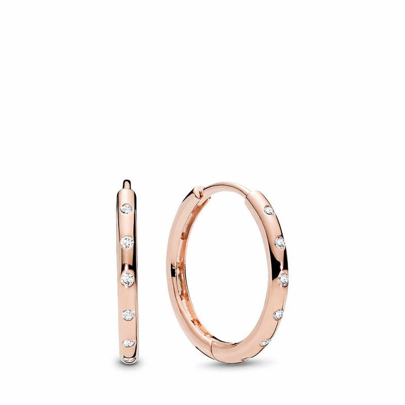 Pandora Rose™ Droplets Hoop Earrings Ireland - Pandora Rose/Cubic Zirconia - 504968BWV